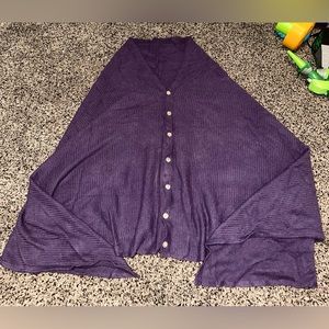 J Jill Button Down Mother of Pearl Buttons Cape Poncho Jacket Grape One Size